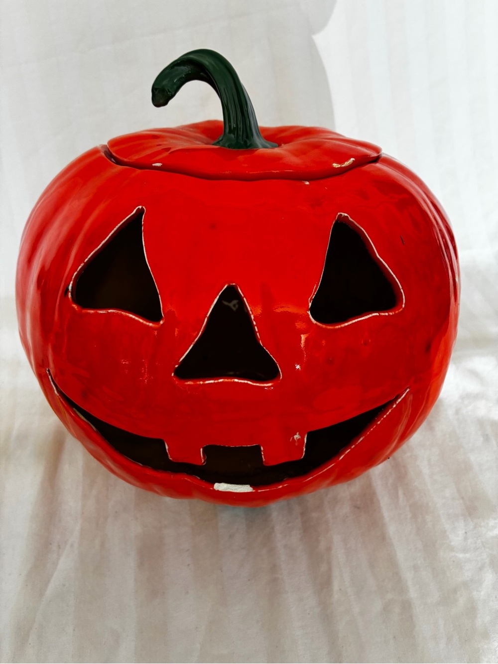 Vintage Halloween Ceramic Pumpkin With Lid